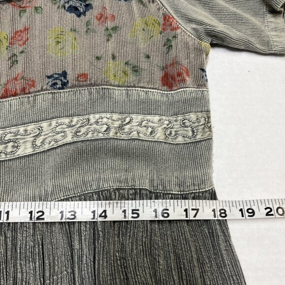 Vintage‎ Jasmine KVM Dress  M Gray Pleated Embroidered Floral Maxi Whimsigoth - Picture 8 of 9